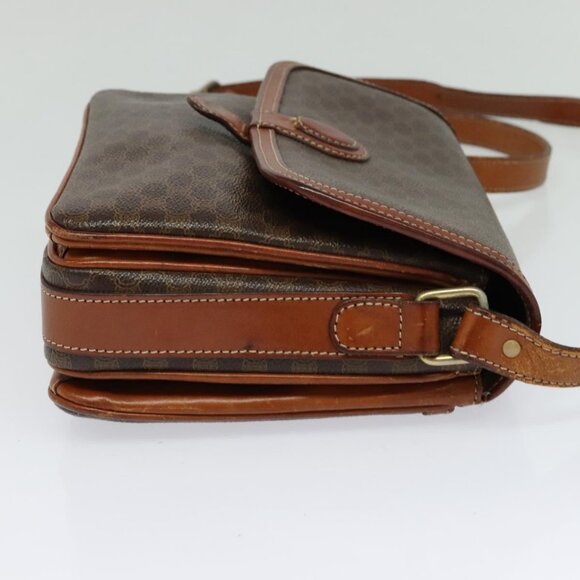 CELINE Macadam Canvas Shoulder Bag PVC Leather Brown Gold Auth 116597 - Picture 5 of 16